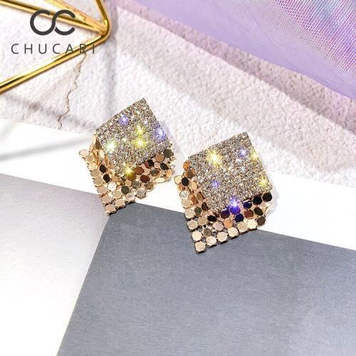 CHUCARI New Fashion S925 Silver Crystal Stud Earrings Tassel Bohemia Trendy Style Fashion Bijouterie Christmas Jewelry for Women