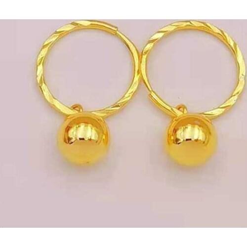 24K Gold Filled Earrings For Women 6mm Solid Bead Drop Earing Statement Jewelry Pendiente Mujer Brincos Femme Wedding Jewelry