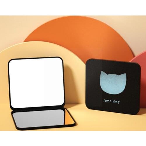 Women Foldable Makeup Mirrors Double-sided Mirror Lady Hand Portable Cute Mirror Color Pocket Folding Random Compact Cosmet M8M0