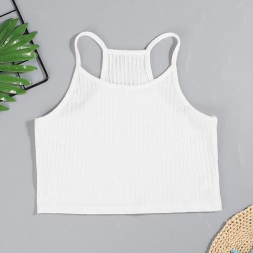 Small Size White Crop Top For Women Girls Solid Color Basic Camis Top Summer Casual Sleeveless Tops Tunic Xs-xl