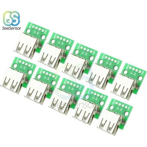 10Pcs Type A Female USB To DIP 2.54MM PCB Board Adapter Converter Connector For Arduino