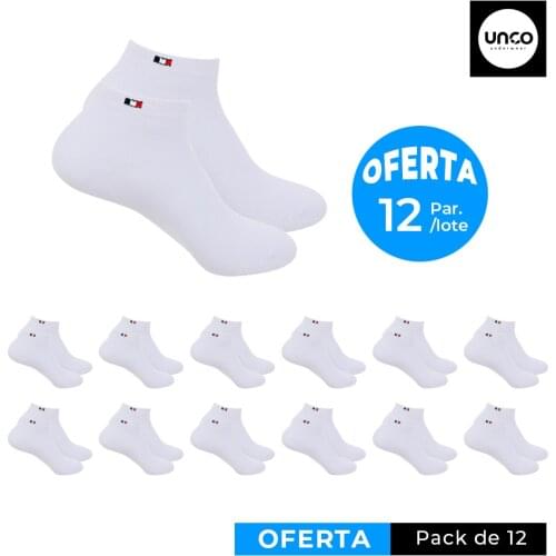 12 Pares Calcetines cortos hombre tobillero Blanco puro invisible transpirable cómodo en verano