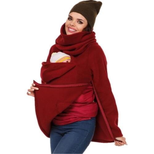 3 In 1 Multi - Functional Mother Kangaroo Sweater Hoodies Maternity Women 's Clothing Thickened Pregnancy Wearing Coat Jackets
