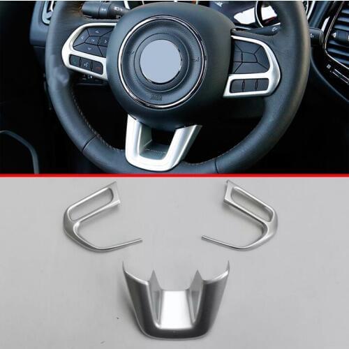 ABS Pearl Chrome Steering Wheel trim cover For Jeep Compass 2017 2018