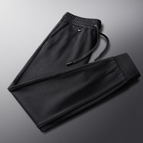 High-quality trend printing spring and autumn waist elastic lace-up casual pants mens knitted feet Joker sweatpants