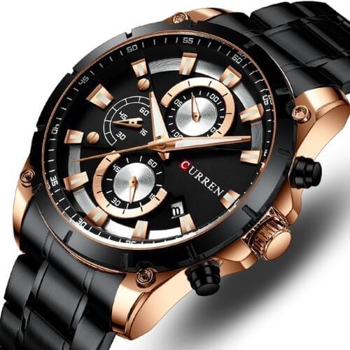CURREN Top Watch Men Brand Quartz Luxury Fashion Mens Watches Steel Waterproof Sports Wrist Watch chronograph Relogio Masculino