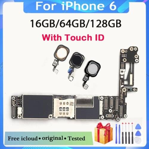 Full Chips For iphone 6 4.7 inch Motherboard Free iCloud,Original unlocked for iphone 6 Mainboard with/without Touch ID