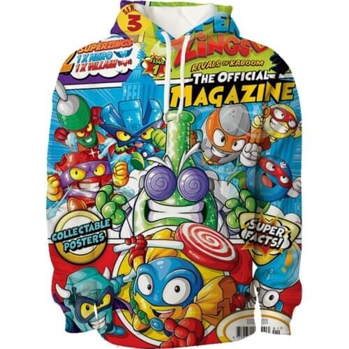 Super Zings Printed kids Long Sleeve Hoodie Funny Boys Girls Cotton Hoodies Sweatshirts Superzings hooded Pullover for Children