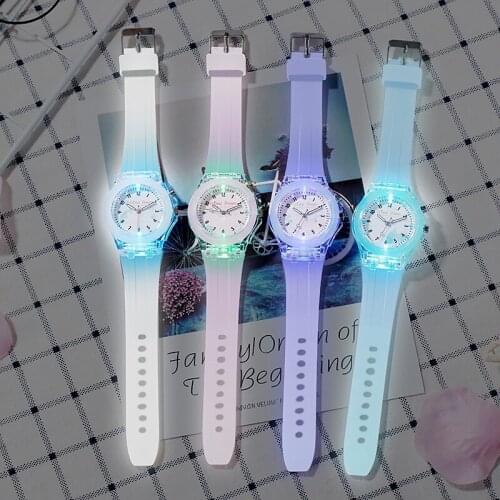 Childrens gift ins wind unicorn watch colorful flashing light jelly color luminous student watch childrens light watch