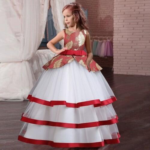 Kids Dress For Girls Christmas Wedding Party Costumes Ceremony Formal Dresses Long Flower Girl Bridesmaid Dress Children Clothes