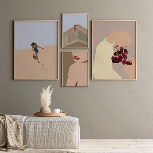 Home Decor Cartoon Desert Girl Waterproof Ink Art Canvas Print High-Definition Painting Modern Living Room Bedroom Wall Stickers