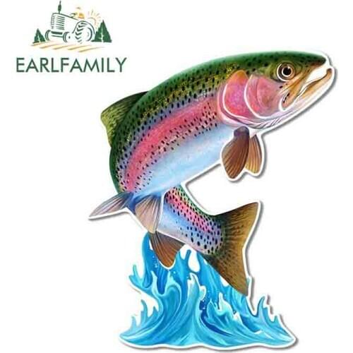 EARLFAMILY 13cm x 10.8cm for Salmon Windshield Car Stickers Vinyl Material Fine Decal Occlusion Scratch Sunscreen Decoration