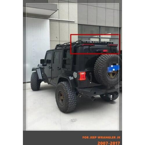 Good Quality ABS Plastic Gloss Black Color Rear Spoiler Wing With LED Lights Two Parts Fit For Jeep Wrangler JK 2007-2017