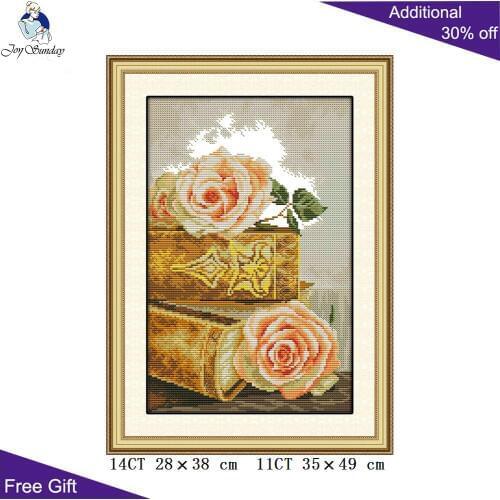 Joy Sunday The Bible and Roses Cross Stitch J298 14CT 11CT Stamped and Counted Home Decoration