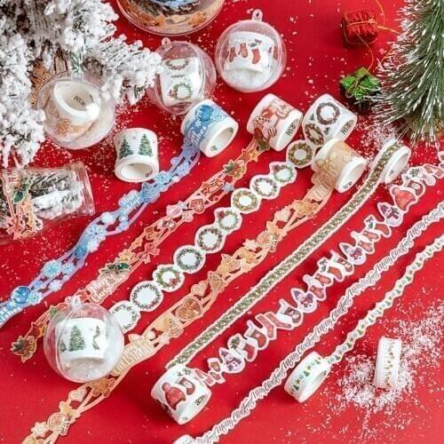 Colorful Christmas Party Series Washi Tape Creative Gashapon Decorative Adhesive Tape DIY Scrapbooking Sticker Label
