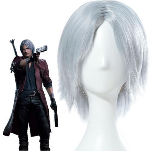 Cool Man Halloween Wig Game DMC Dante Cosplay Accessory Cosplay Wig Synthesis Hair Grey Color
