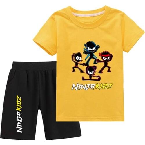 Summer Boys' Casual Sportswear Set for 2-16 Years Old SPY Ninjas Halloween Cartoon Sports T-shirt+Shorts Girls Toddler Clothing