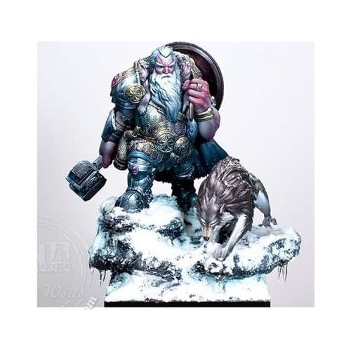 90MM/3.54In Scale Models Resin Fantasy Dwarf And Wolf Figures Unpainted Model Kit Diorama Handmade DIY Fun Gift