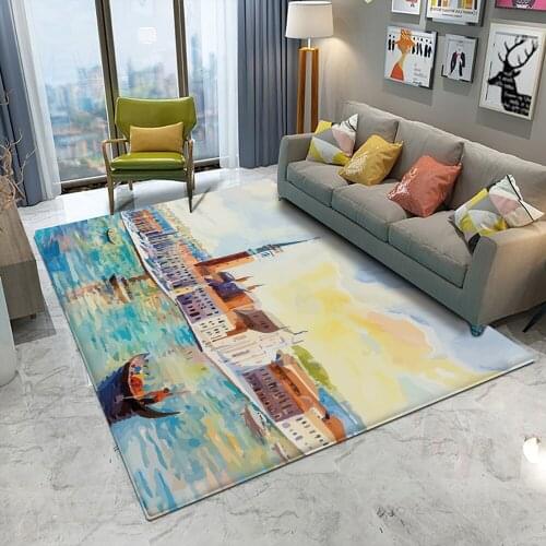 Fashion Venice Italy Pattern Carpets Flannel Anti-slip Bedroom Mat Area Rug Landscape 3D Printed Living Room Decor Carpet