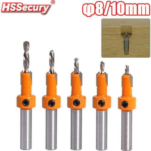 8/10mm Shank HSS Woodworking Countersink Router Bit Set Screw Extractor+Wrench Remon Demolition for Wood Driling Milling Cutter