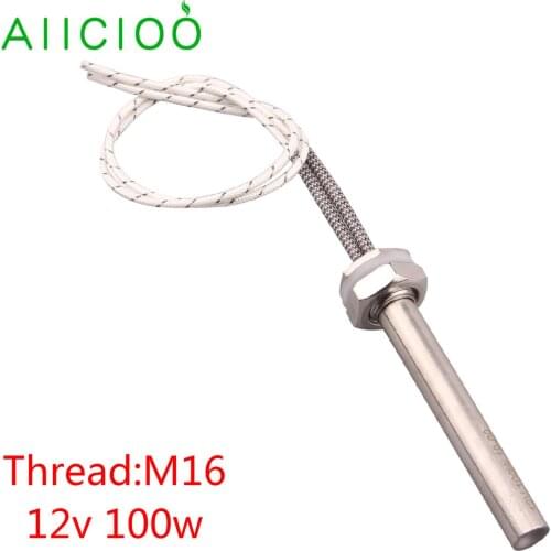 AIICIOO 12v Cartridge Heater Heating Element for Water Boiling Tubular Heater SUS 304 Immersion M16 100W