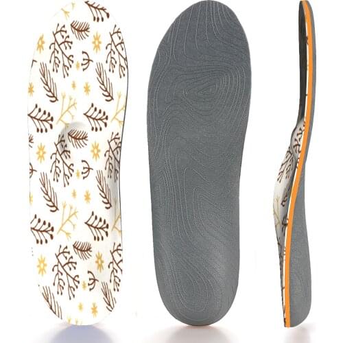 Brown Pattern High Arch Support Insole Memory Foam EVA Orthopedic Insoles for Men and Women Metatarsal Support Heel Pain
