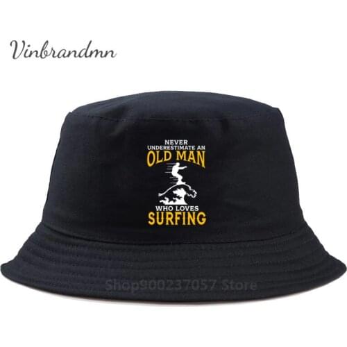 Vintage Never Underestimate an Old Man Who Loves Surfing Fisherman Hat Dad Birthday gift surf riding Panama Bucket Hat