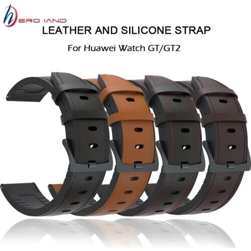 20/22mm Watch Strap for Huawei Watch GT/GT2 42mm 46mm Genuine leather Silicone Watch Bands For huawei Honor Watch Magic Bracelet