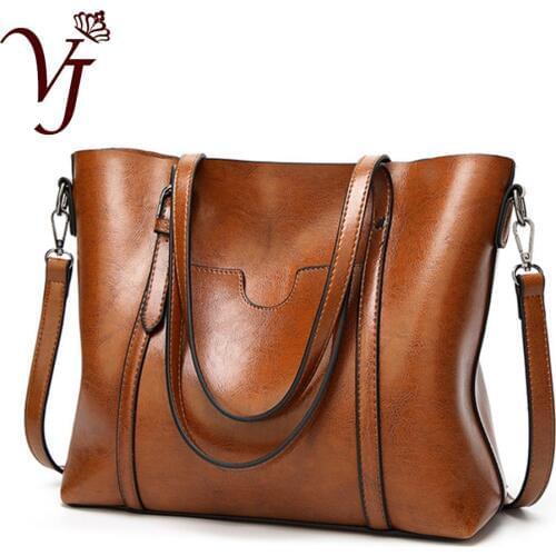 Luxury Womens Bag Oil wax Leather Shoulder Bags With Purse Pocket Lady Hand Bags Female messenger bag Big Tote Bolso Feminina