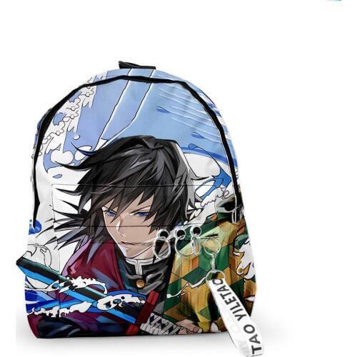 Demon Slayer: Kimetsu no Yaiba Kochou Shinobu Tomioka Giyuu Cosplay Canvas Backpack Girl Travel School Bags Anime Drawstring Bag