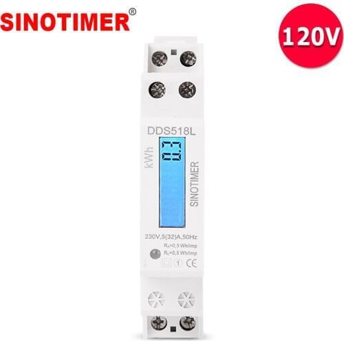 120VAC 60Hz Backlights LCD 18MM Mini Size Wattmeter Power Consumption Watt Energy Meter kWh Counter AC 5-32A