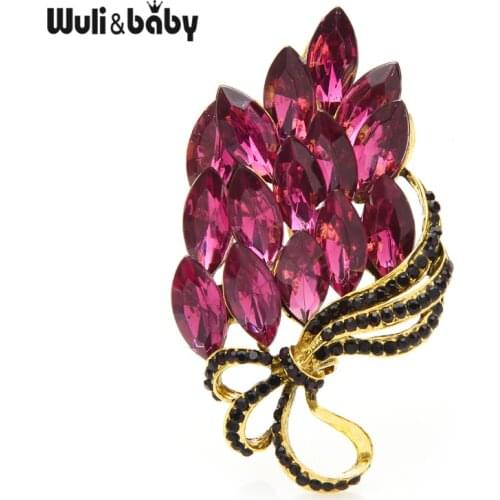 Wuli&baby 2020 Crystal Grape Flower Brooches For Women Weddings Office Party Brooch Pins Gifts