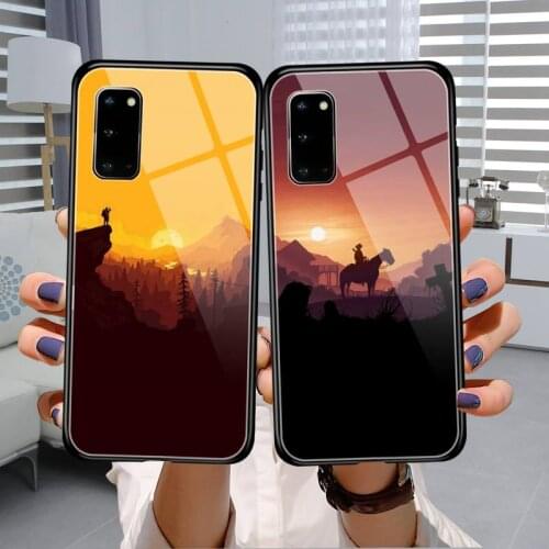 Sunset afterglow scenery Phone Case Tempered Glass For Samsung S7 S8 S9 S10E S20 21 30 Plus ultra Note 8 9 10 Plus A7 2018