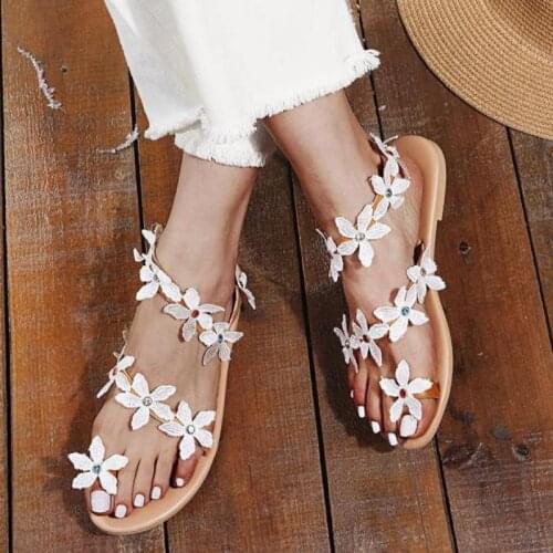2021 Summer Brown Women Mules Design Beach Sandals Flowers Square Sole Slides Flat Heel Women Shoes Summer Woman