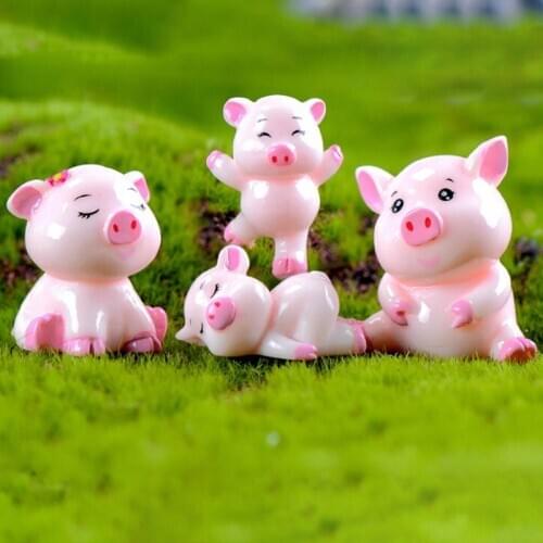 1pcs Cute Pig Family Animal Model Figurine Home Decor Miniature Fairy Garden Decoration Accessories Statue Resin Craft 3x7cm