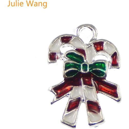 Julie Wang 10PCS Alloy Charms Creative Christmas Gift Pendants Suspension Necklace Jewelry Findings Handmade Jewelry Accessories