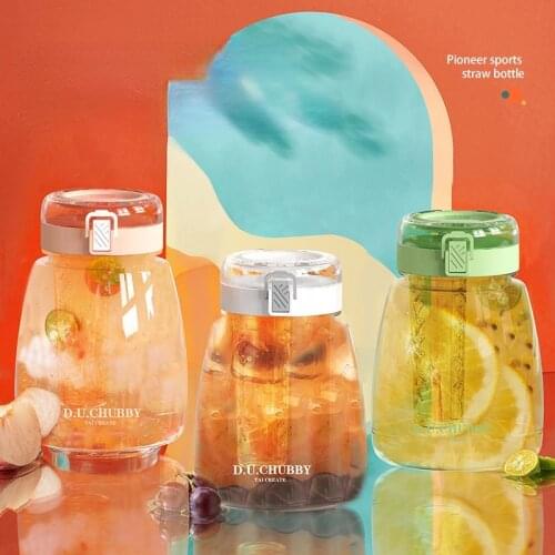 1300ml Big Belly Water Cup Large Capacity Cute Simple Plastic Straw Cup Trend Drop Resistant Water Bottle Free DIY Decorations