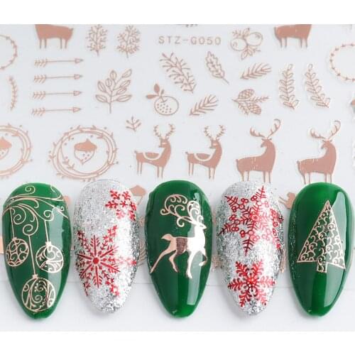3Pcs Rose Gold Xmas Snowflake/Elk Nail Sticker Adhesive Decals Manicure Decor Nail Foil Christmas Nail Art Decoration