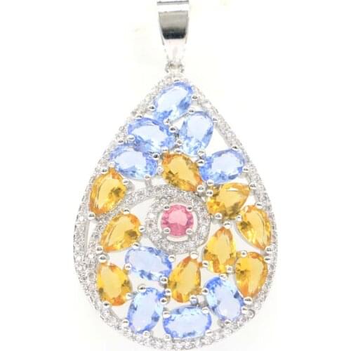 45x25mm SheCrown Multi Color Tourmaline Citrine Violet Tanzanite CZ Design Drop Shipping Gift