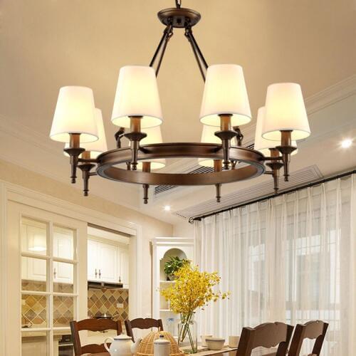 American chandeliers European retro wrought iron living room lamp modern minimalist garden bedroom lights American country lamps