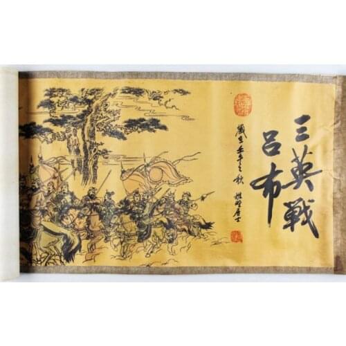 Antique collection Boutique Calligraphy and painting the Three English war Lv Bu diagram