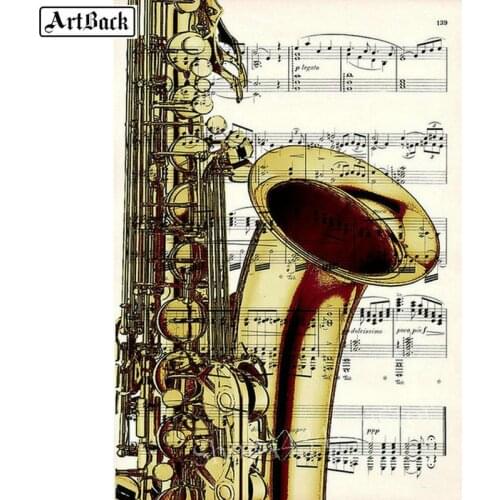 ArtBack 5d diy diamond painting musical instrument saxophone icon full square / round rhinestone diamond mosaic embroidery