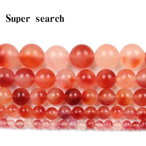 Natural Red Orange White Fire Dragon Veined Beads Loose Round Stone Beads For Jewelry Making 4/6/8 /10/12mm DIY Bracelet Charms