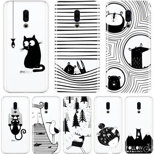 Back Cover For Meizu 15 Lite 16 Plus 16th 16x Black Cat Dog Rabbit Soft Silicone Phone Case For Meizu Pro 6 7 Plus U10 U20 Case