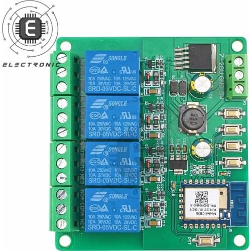 DC 7V-28V 4 Channel Tuya Wifi Relay Module Wireless Remote Control Switch Self-Lock Phone APP For Smart Home