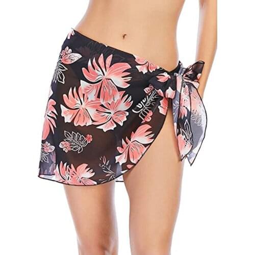 Women Short Sarongs Beach Sheer Pareo Bikini Swimsuit Wrap Chiffon Printed Cover Ups For Swimwear,Pareo Canga Bathing Suit Skirt