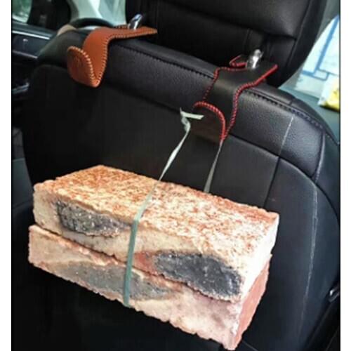 PU Leather Universal Car SUV Back Seat Headrest Hanger Storage Hooks For Groceries Bag Handbag