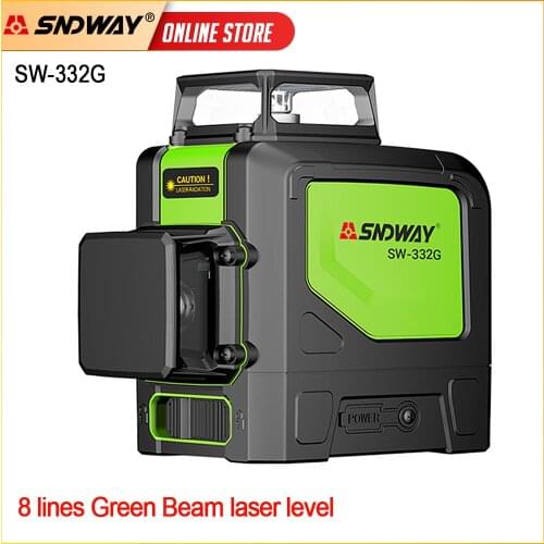 SNDWAY Laser Level 12 lines Green Beam Nivel Vertical Horizontal Cross-Line Self Leveling Laser Level 360 Degree