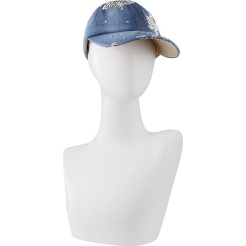 Fashion Jeans Blue Baseball Caps Spring Summer Popular Women Girl Denim Snapback Cap Rhinestone Cross Fitted Baseball Caps Hats