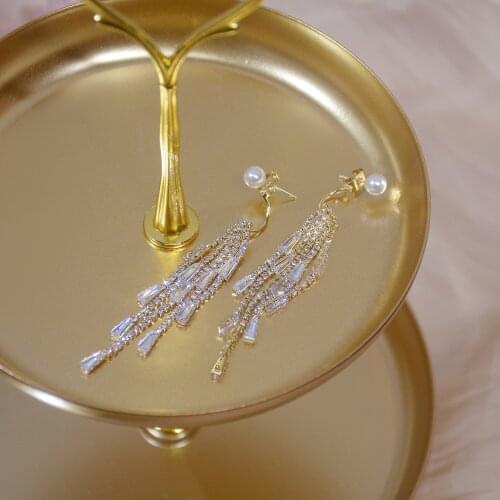 14k real gold plated fashion jewelery crystal exquisite earrings for woman holiday party elegant earring